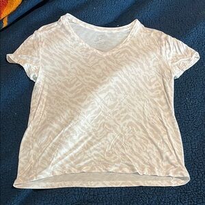 Nine West Cream Animal Print Short Sleeve Tee